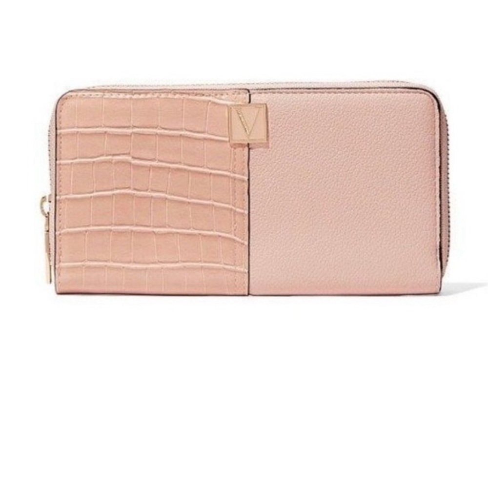 NEW! The VICTORIA’S SECRET Wallet Colorblock V Monogram Hardware Pastel Pink - Picture 8 of 8